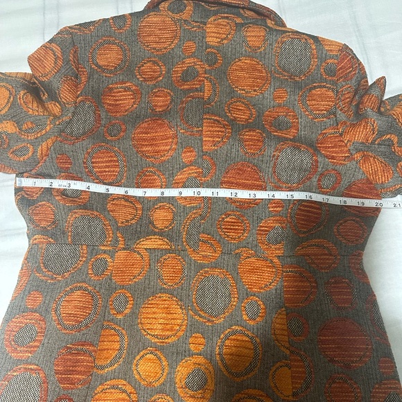 3 Sisters Circle Design Chenille Tapestry Peplum Button Jacket  orange large - Picture 6 of 7